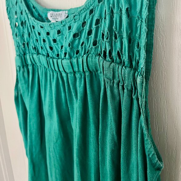 Allegra Masetti Firenze Sleeveless 100% Linen Dress with Eyelet Detail - Picture 7 of 13